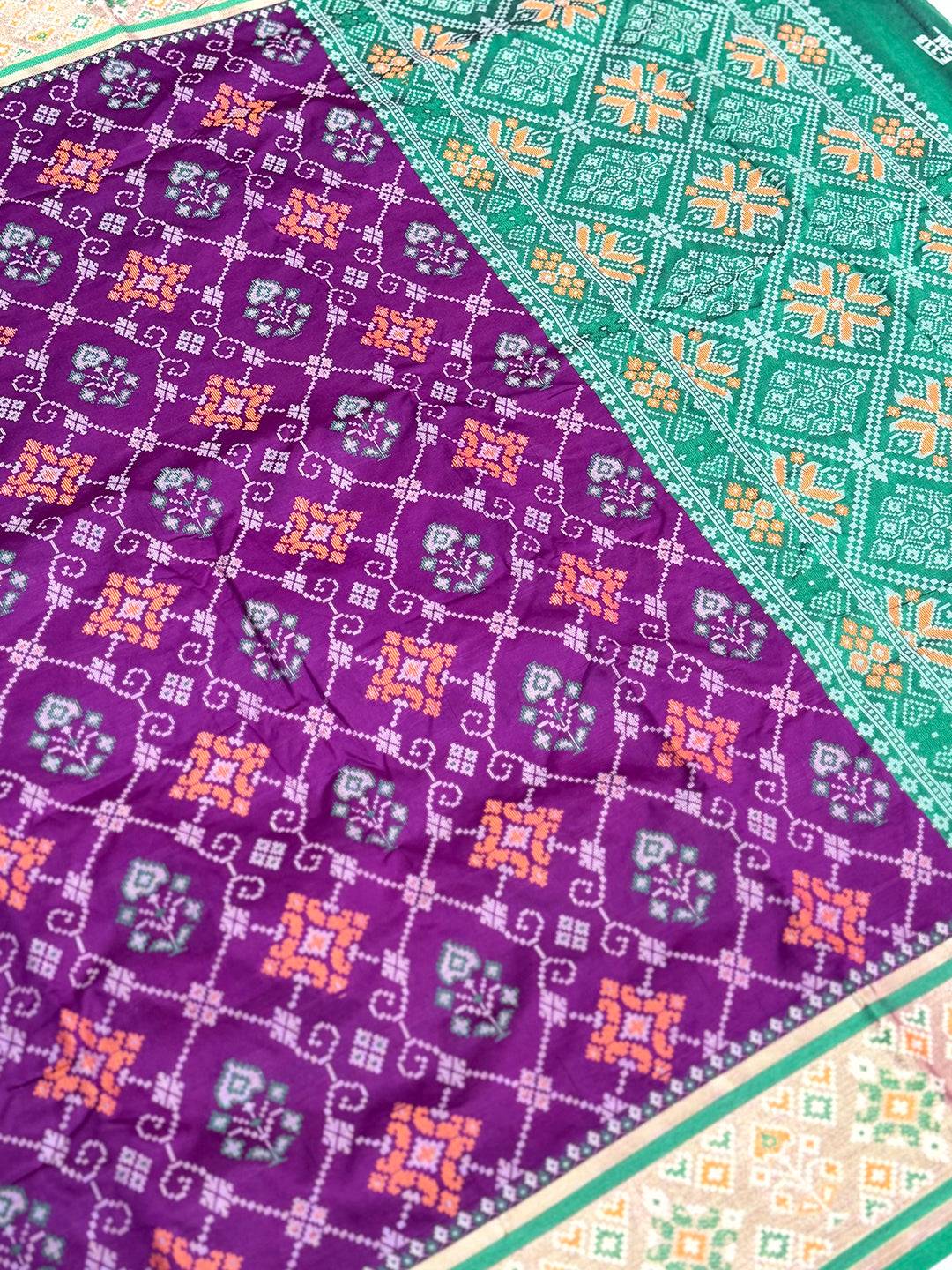 Wine Pochampally Patola Soft Silk Saree