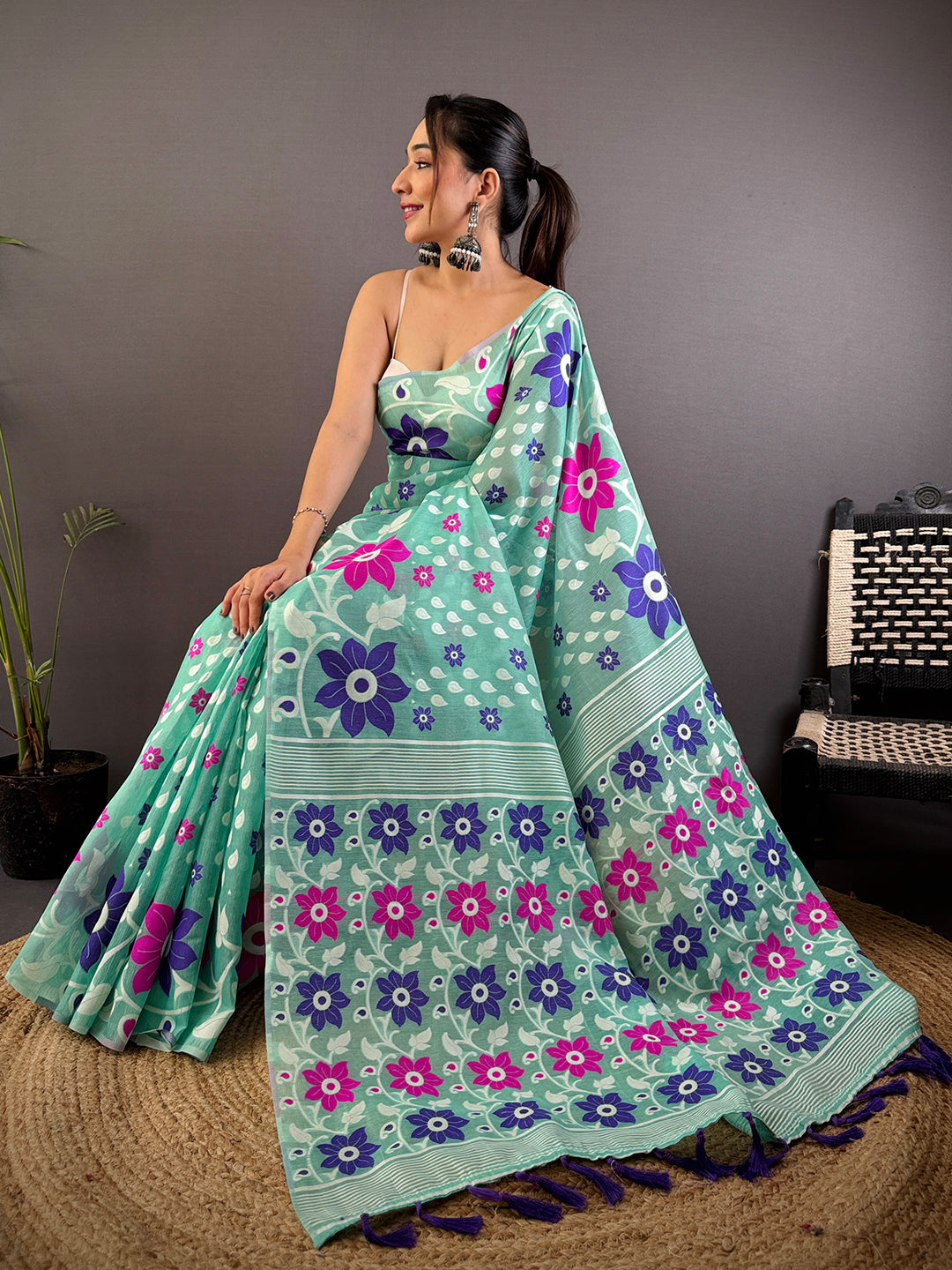 Royal Dhakai Jamdani Cotton Silk Saree