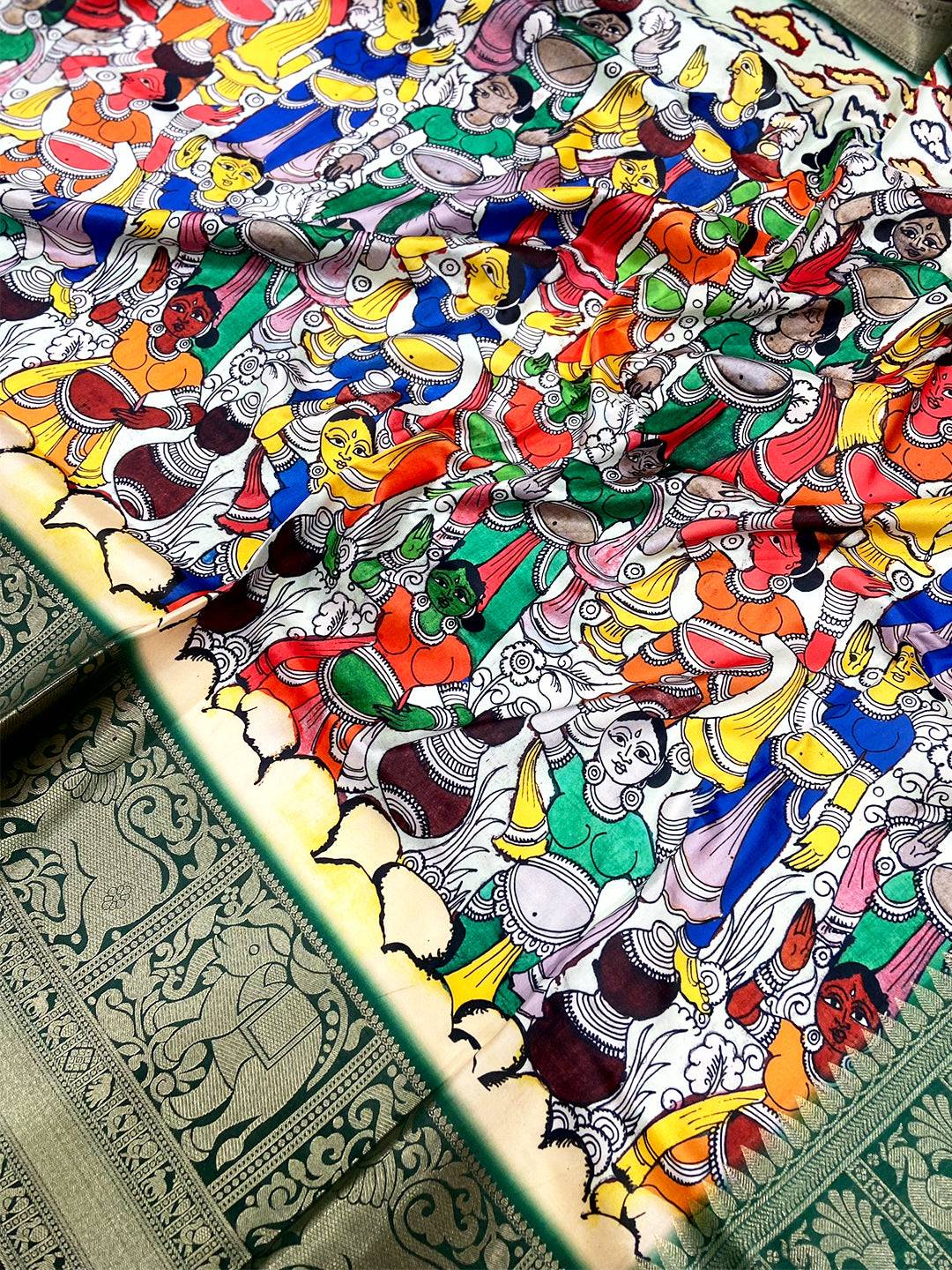Tradition Kalamkari Printed Banarasi Saree