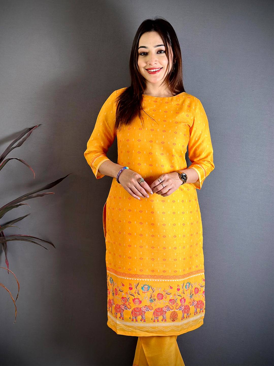 Floral Boat Neck Mul Kurti