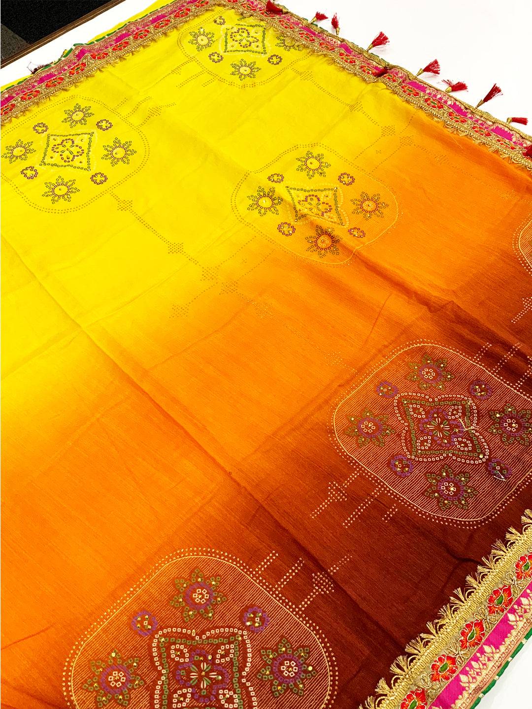 Royal Chinnon Chiffon Bandhej Saree