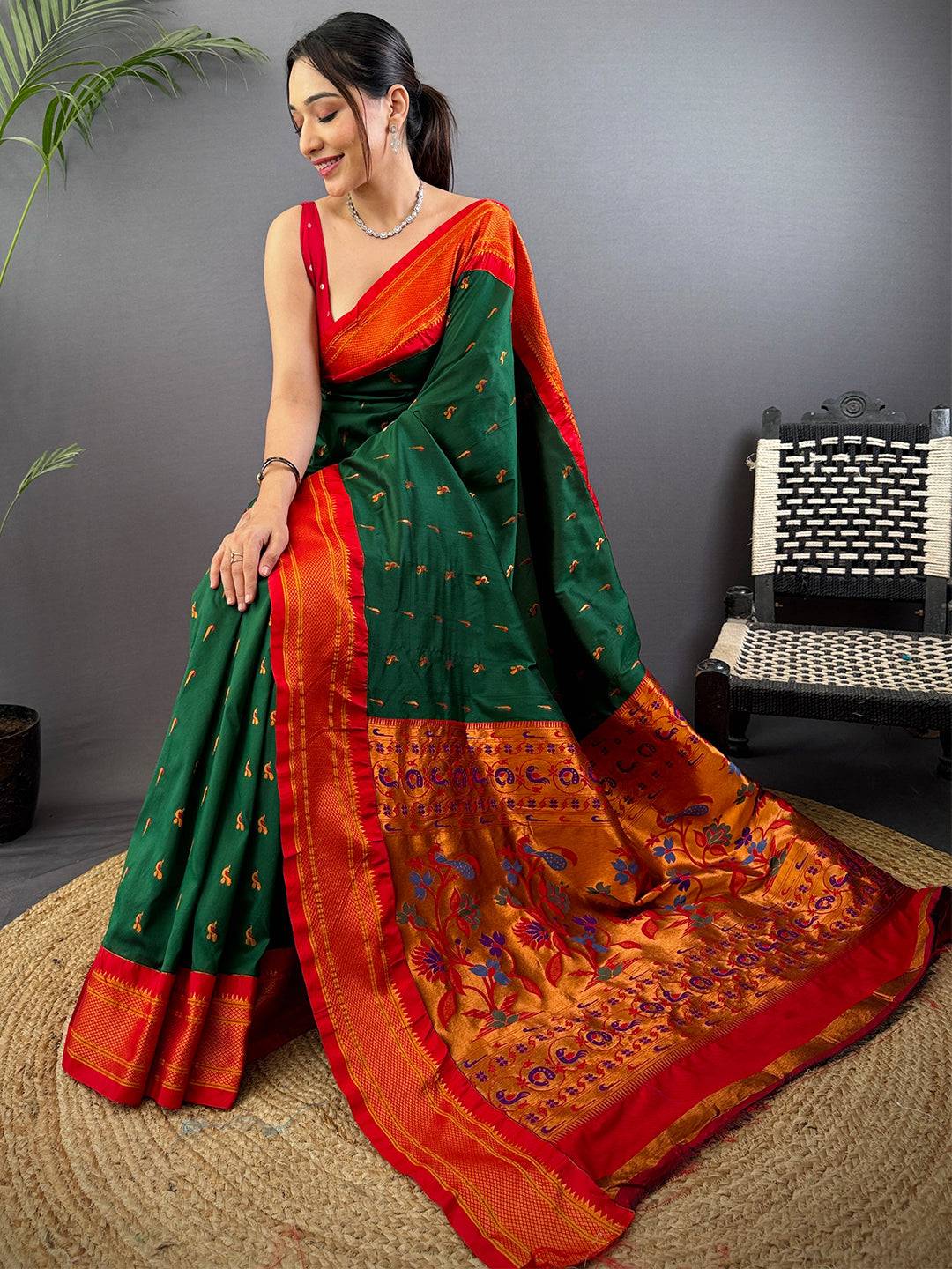 Green Soft Silk Paithani Saree