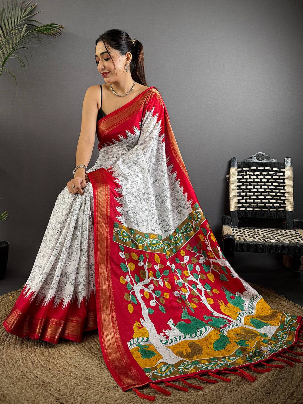 Stylish Pichwai Printed Dola Silk Saree