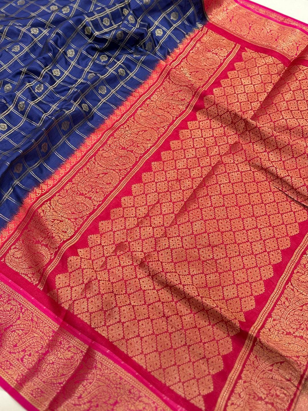 Regal Blue Kovai Banarasi Silk Saree