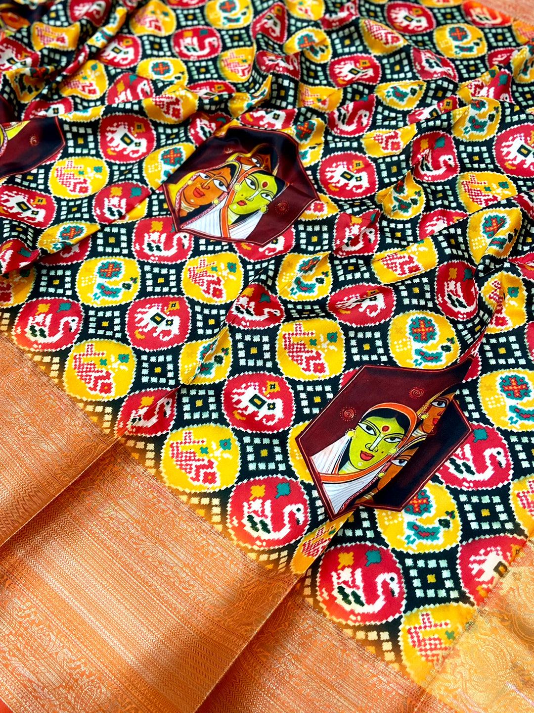 Black Geometric Printed Banarasi Saree