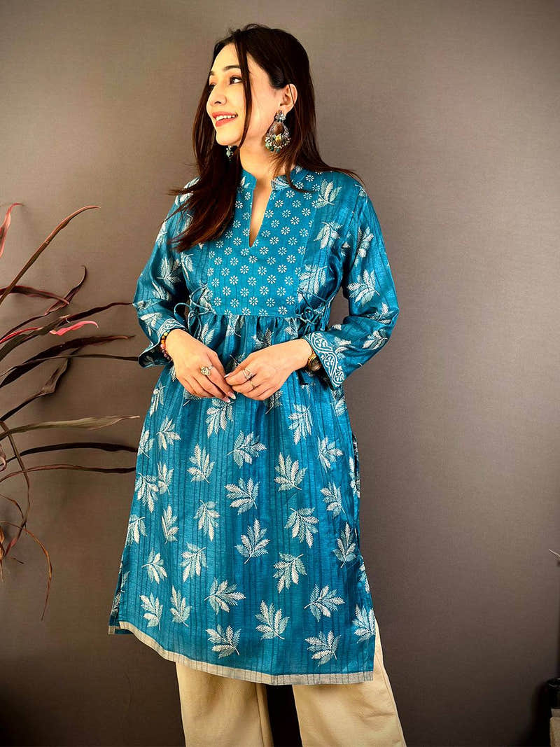 Classic Kota Doriya Collar Flare Kurti