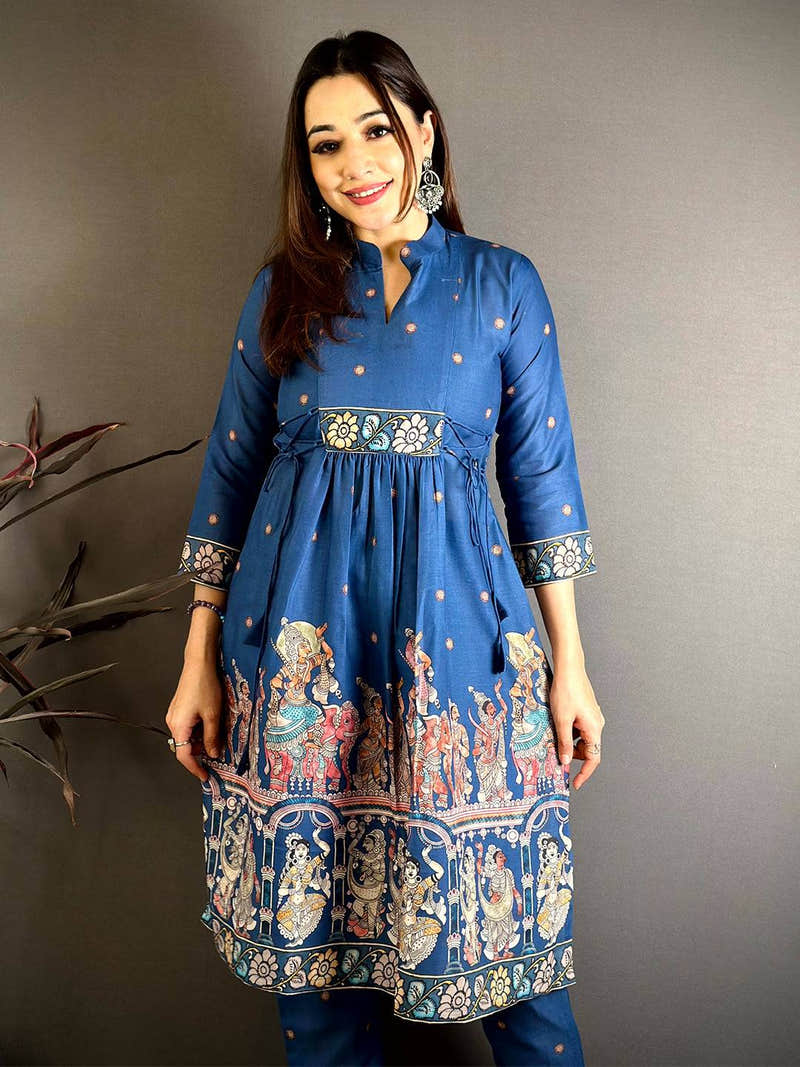 Royal Kalamkari Collar Style Kurti
