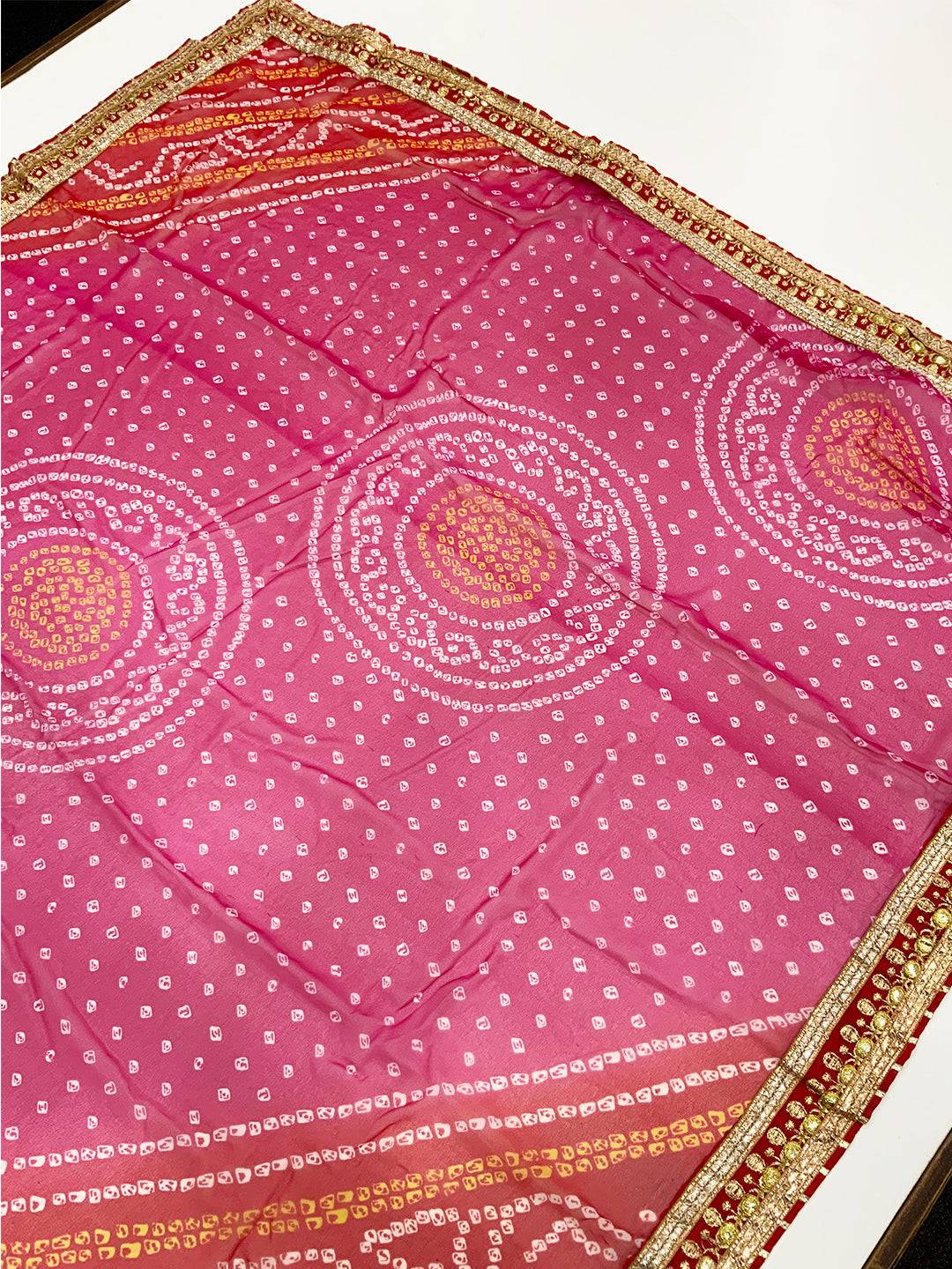 Designer Chinnon Chiffon Bandhani Saree