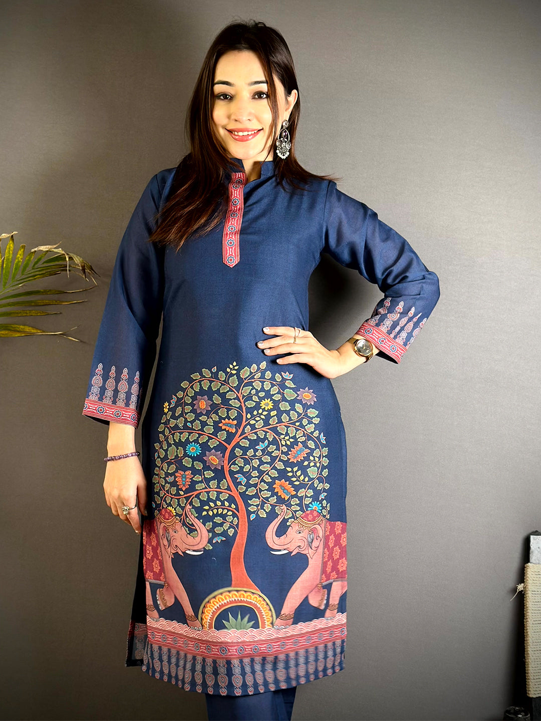 Kalamkari Collar Neck Mull Kurti