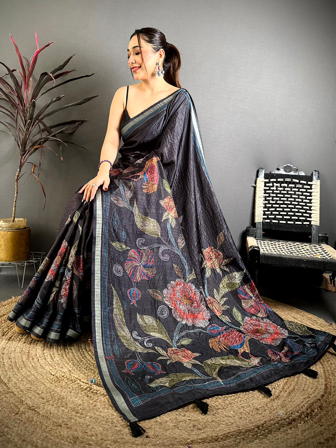 Royal Soft Tussar Ghicha Katha Saree