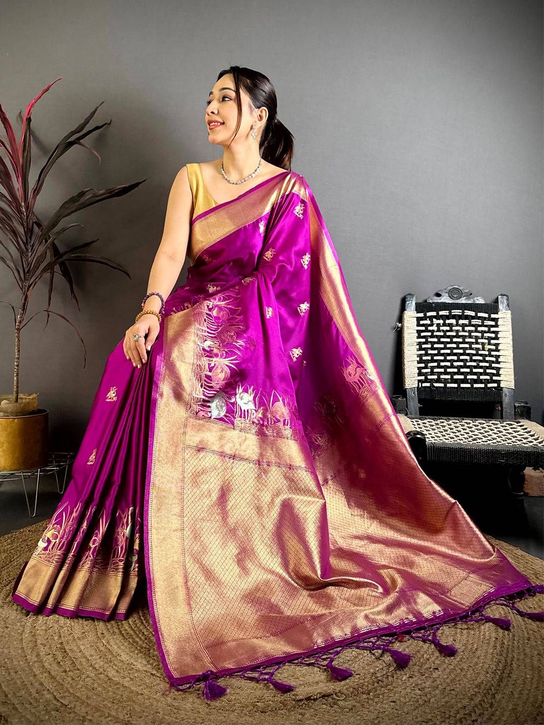 Regal Minakari Satin Silk Saree