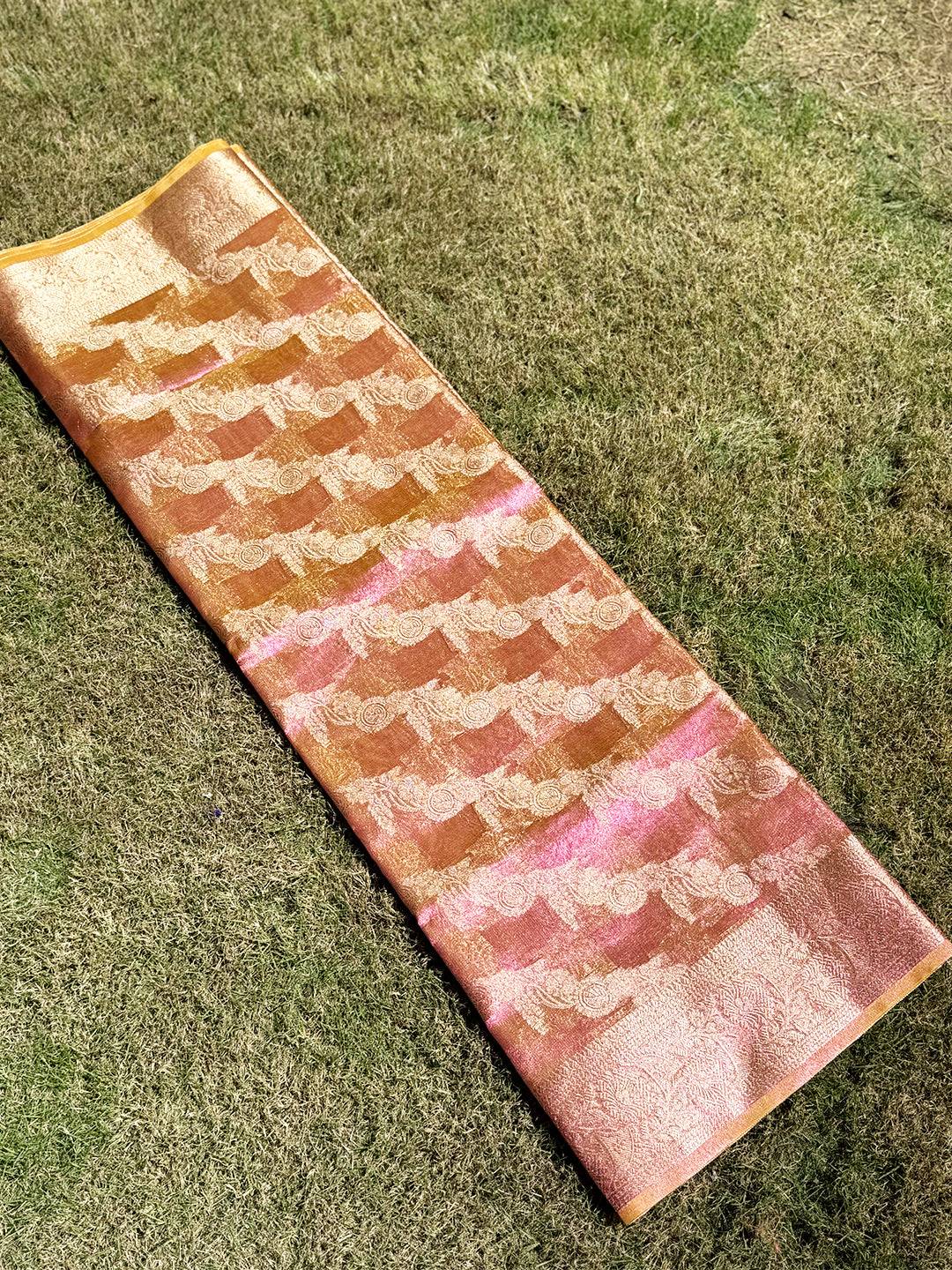 Rust Radiant Dual Tone Tissue Silk Saree