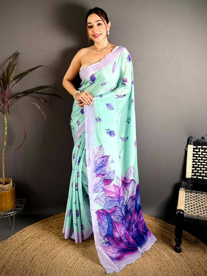 Regal Chinnon Embroidered Border Saree