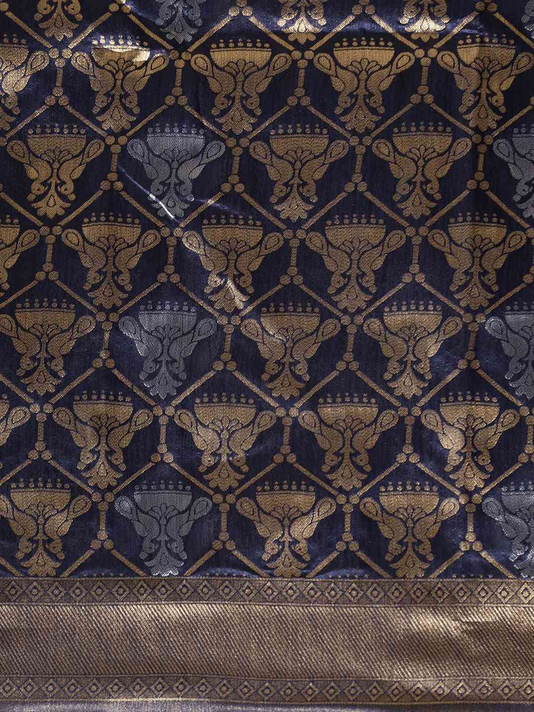 Beautiful Banarasi Navy Colour Woven Design Saree