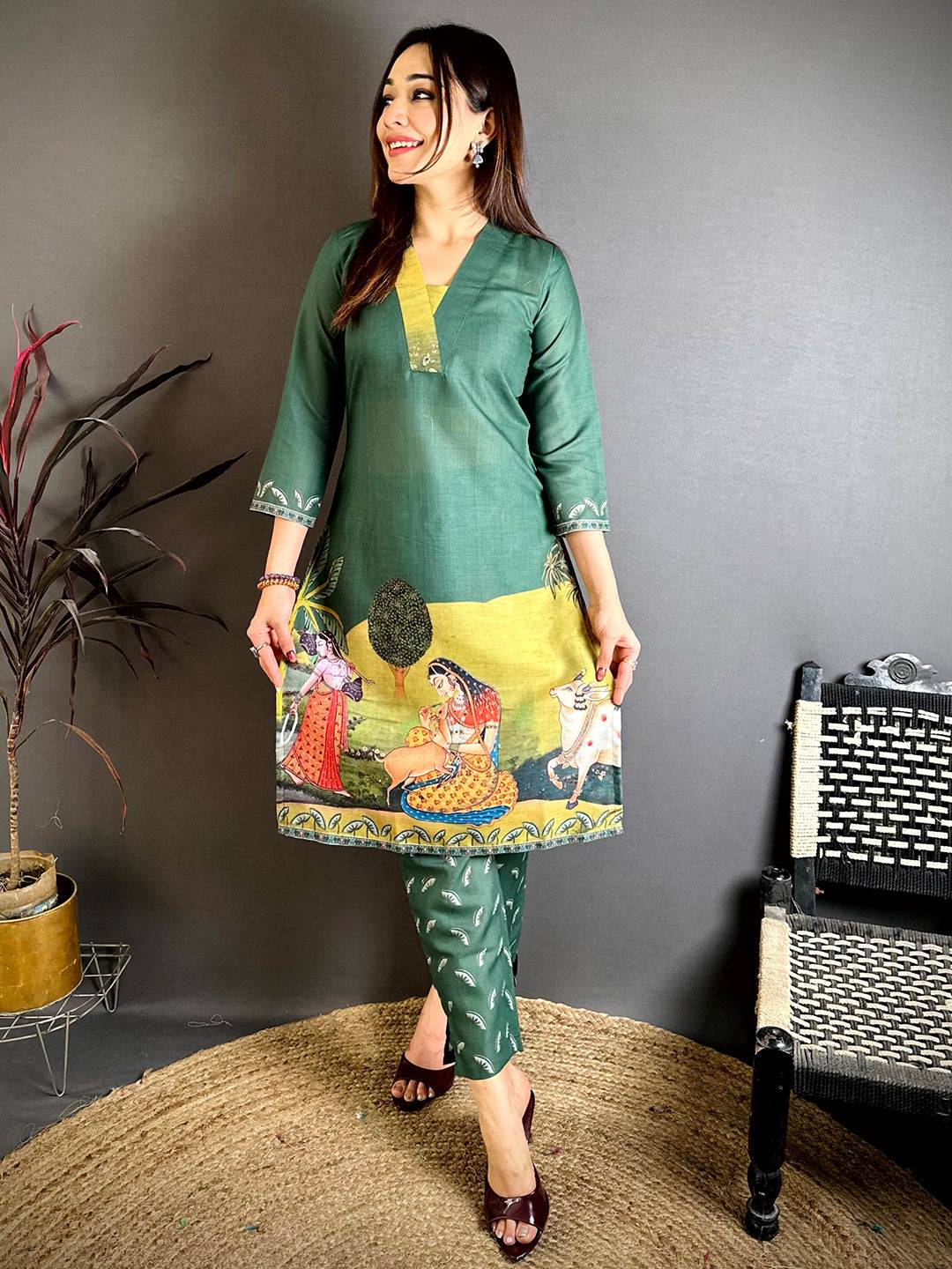 Mul Cotton Overlap Neck Kurti