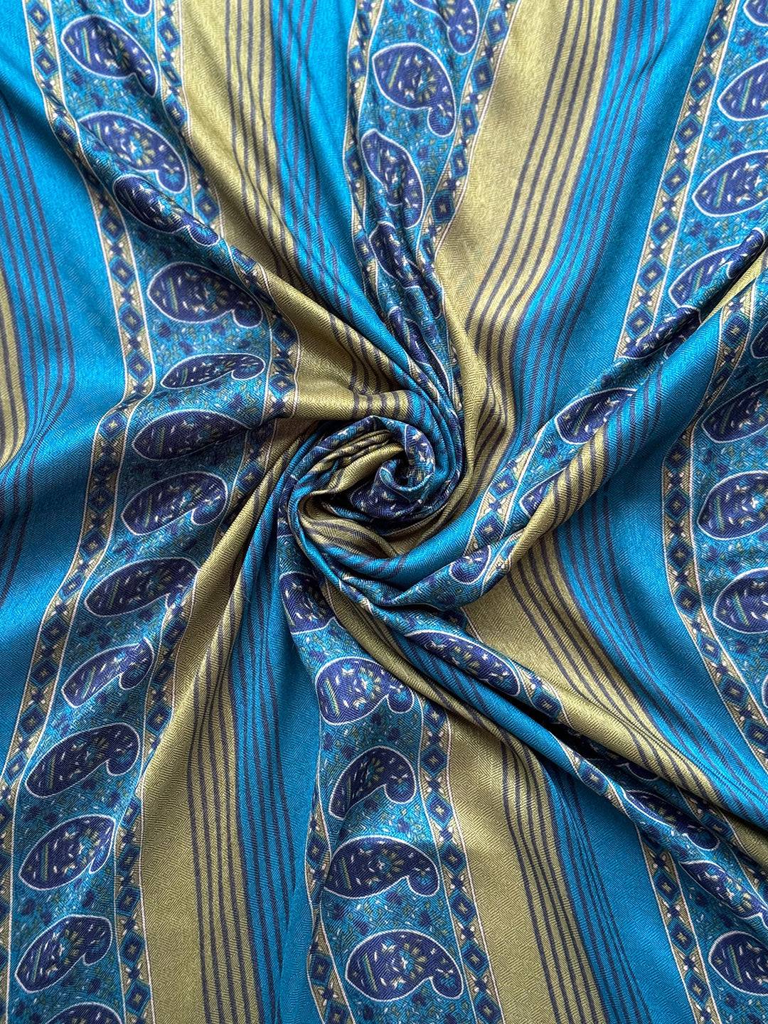 Navy Blue Pure Pashmina Satin Border Saree