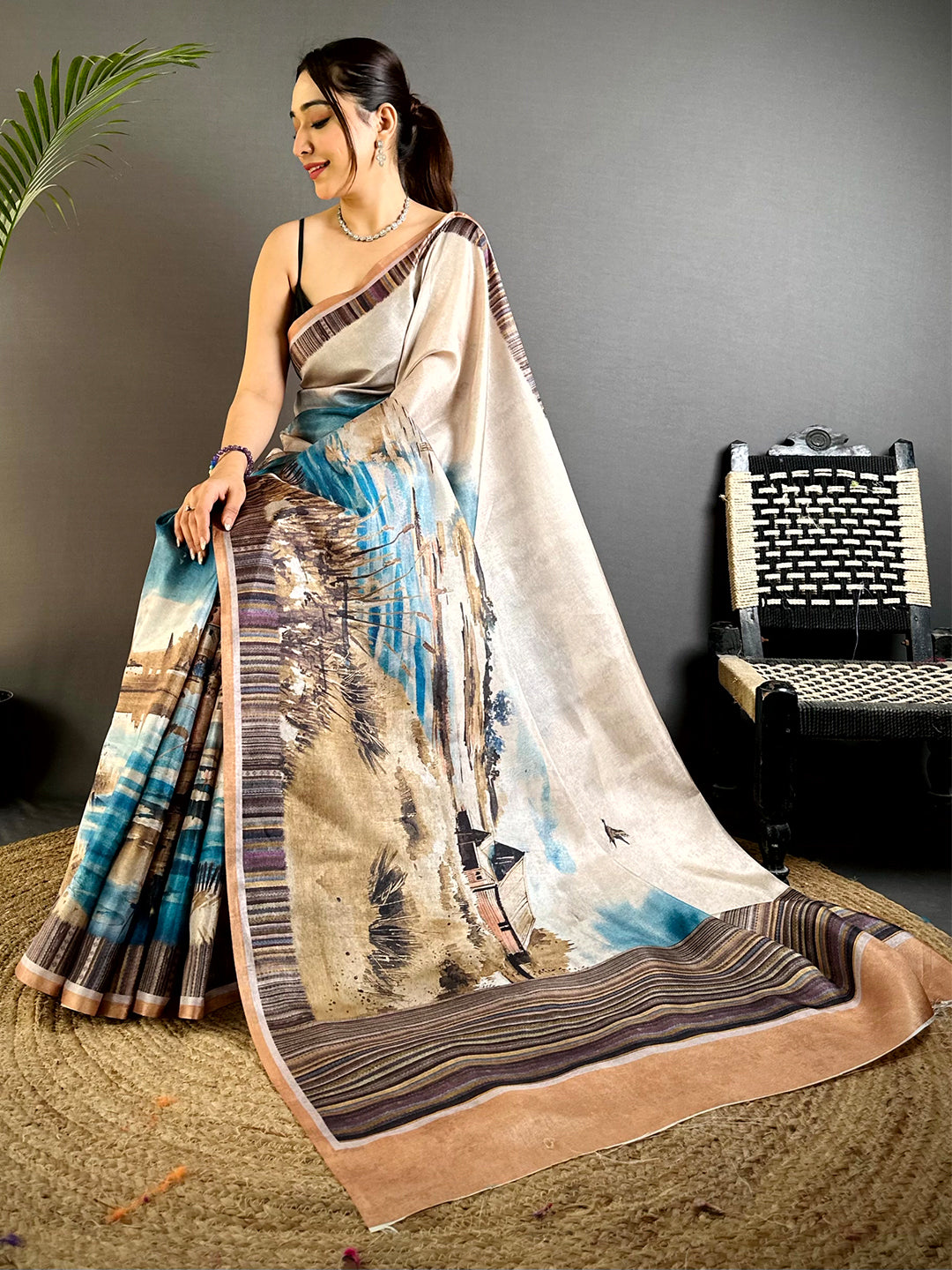 Royal Japanese Poster Tussar Saree