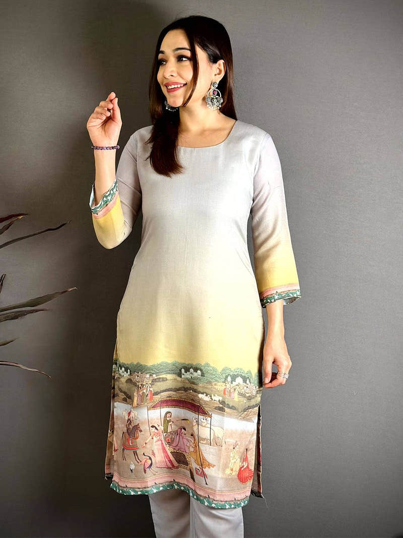 Artistic Mul Cotton Round Neck Kurti