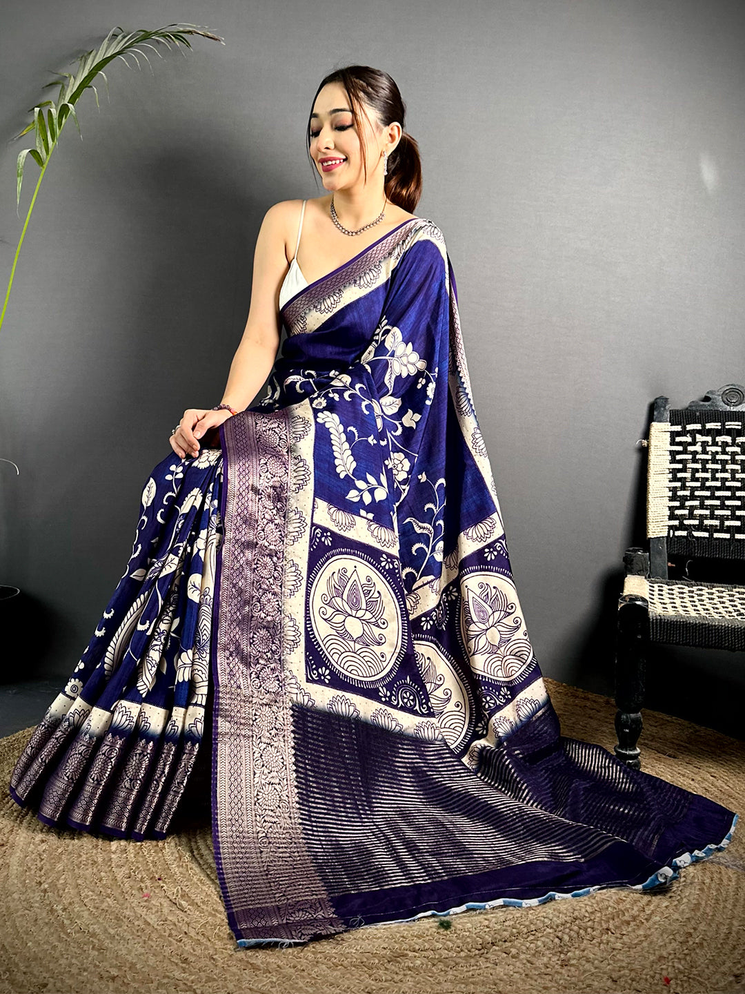 Radiant Self Zari Chex Viscose Dola Saree