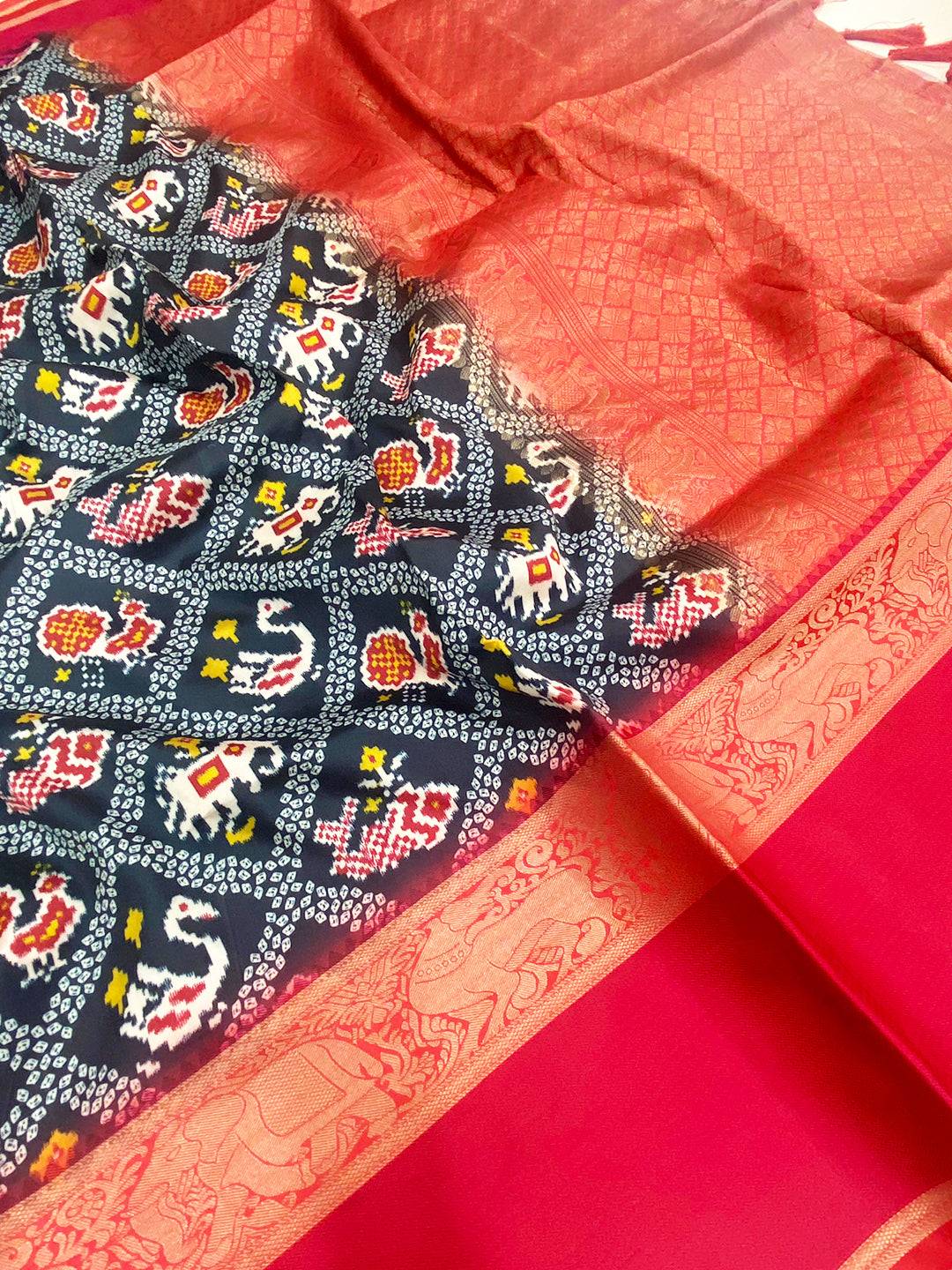 Vibrant Navy Blue Banarasi Kalamkari Silk Saree