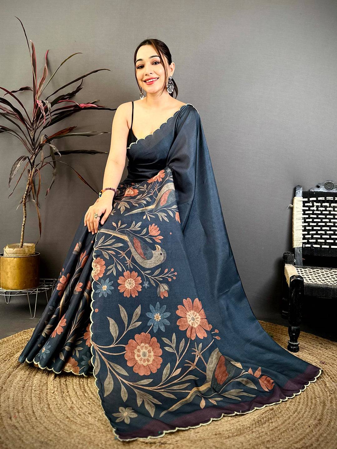 Premium Celebrity Tussar Kalamkari Saree