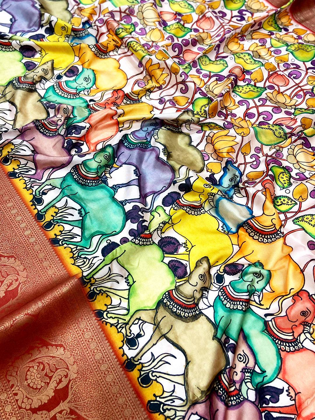 Radiant Banarasi Kalamkari Pattu Saree