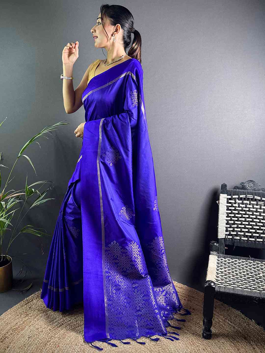 Purple Kolam Silk Heritage Saree