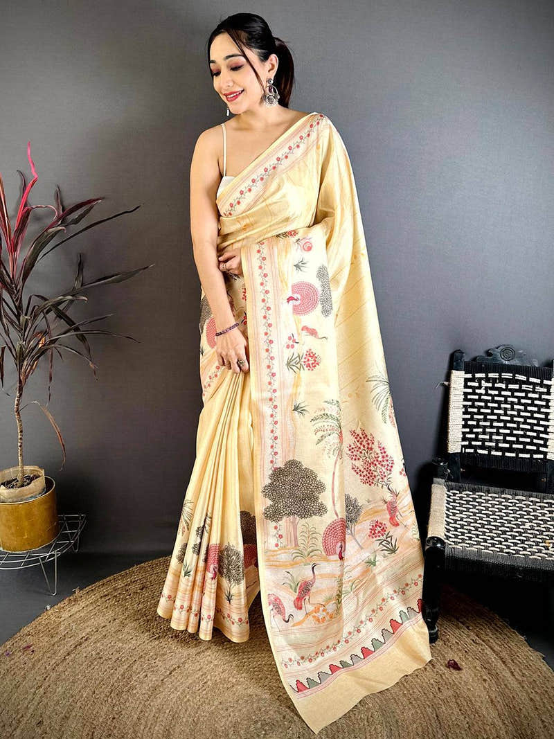 Royal Pichwai Peacock Tussar Saree