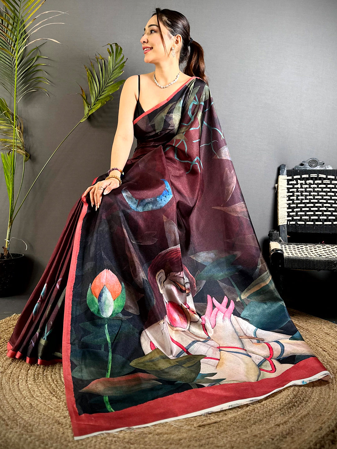 Opulent Poster Art Abstract Tussar Saree
