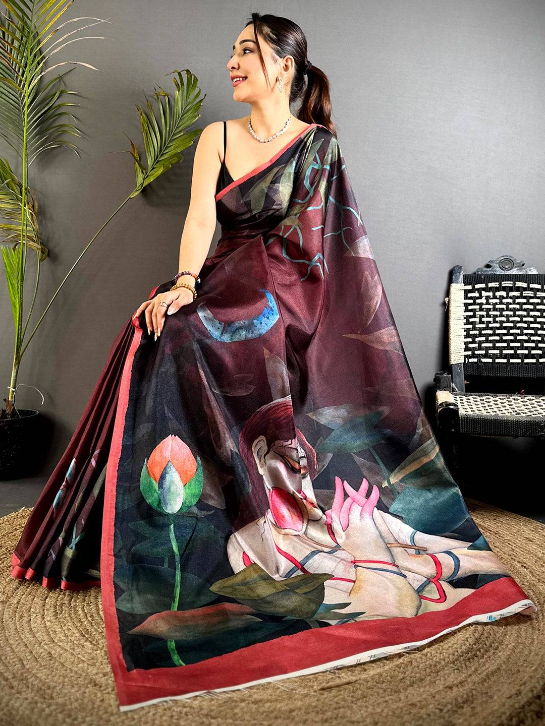 Opulent Poster Art Abstract Tussar Saree