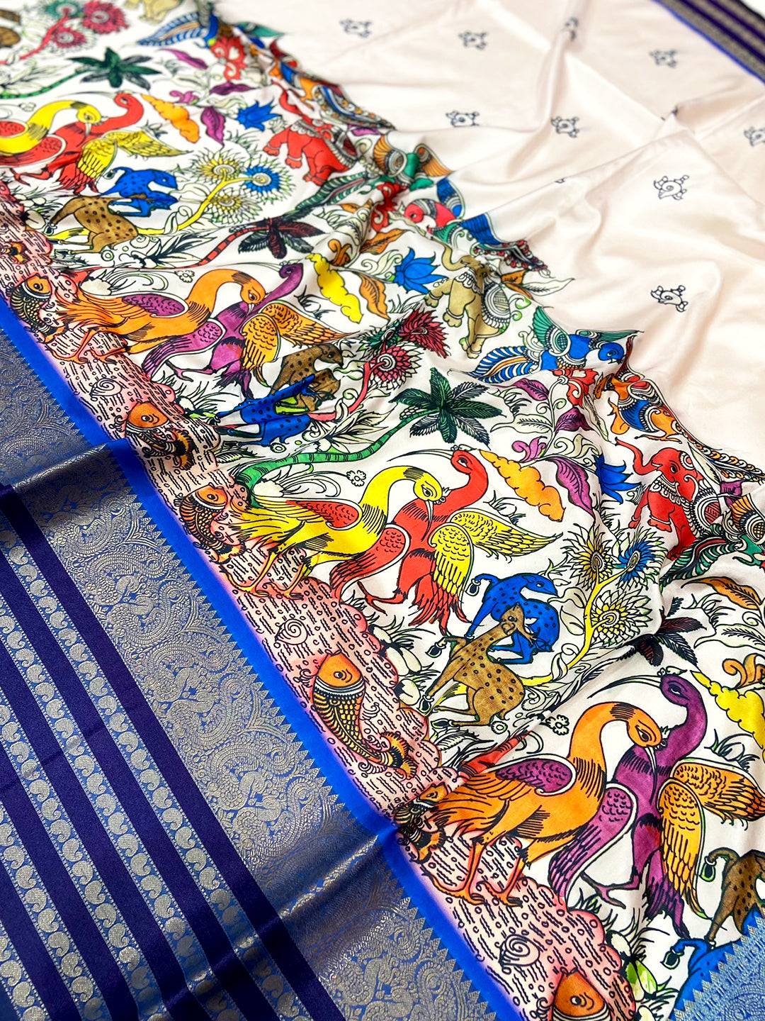 Light Peach Kalamkari Banarasi Silk Saree