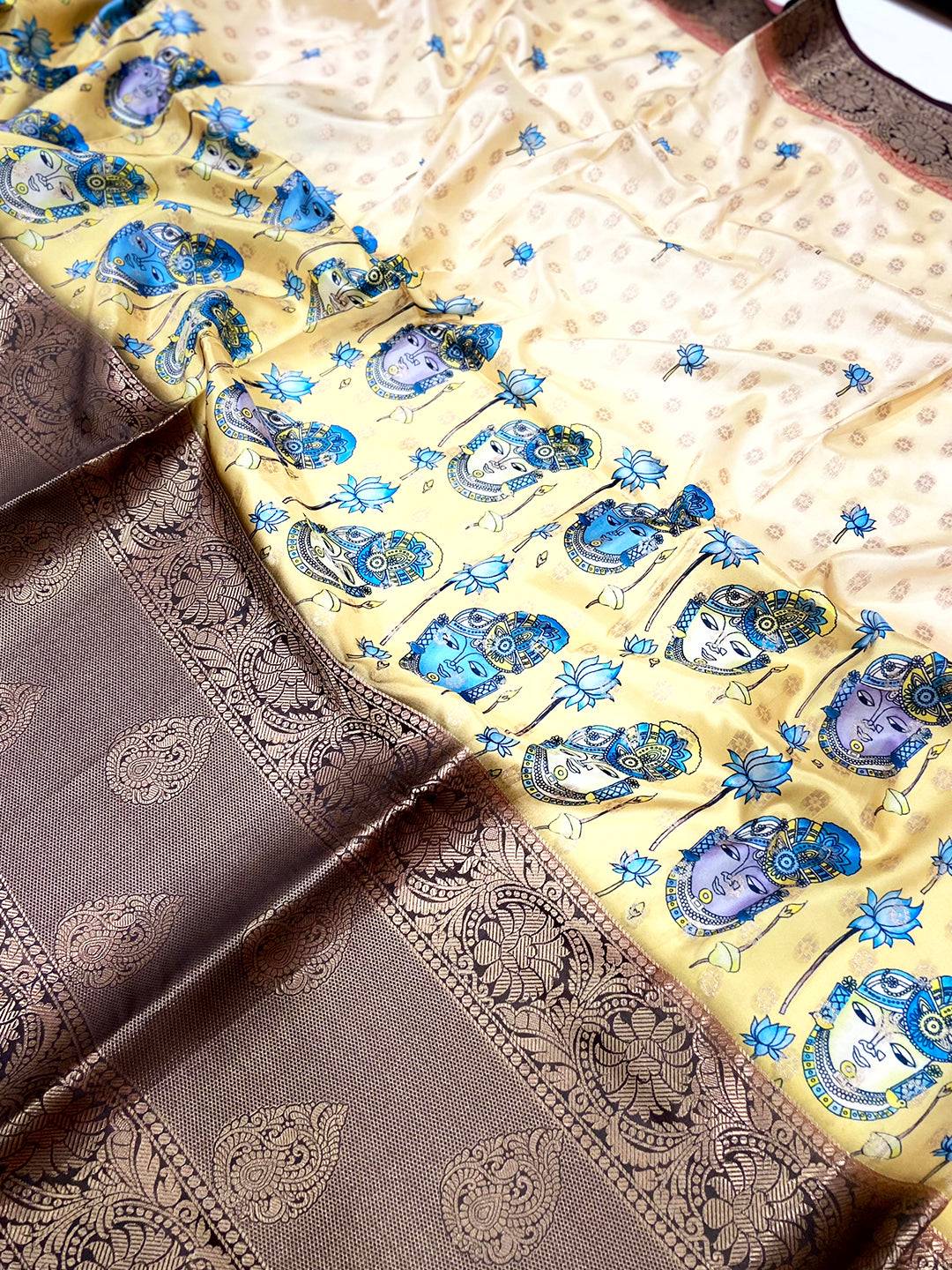 Regal Banarasi Silk Krishna Motif Pattu Saree