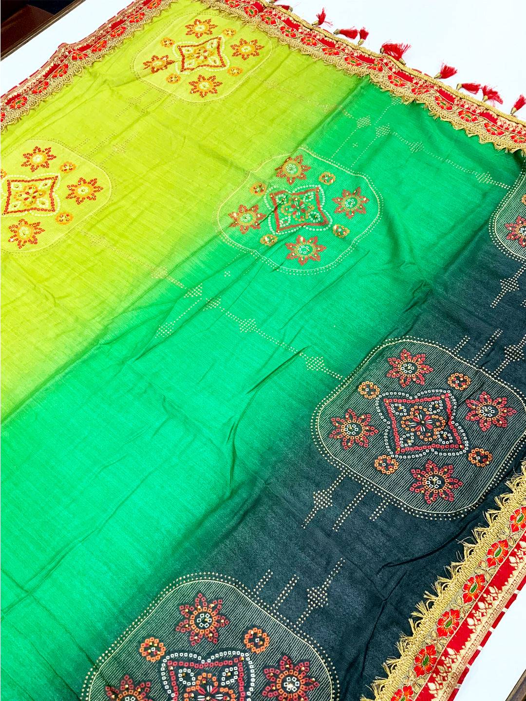 Elegant Chinnon Chiffon Bandhej Saree