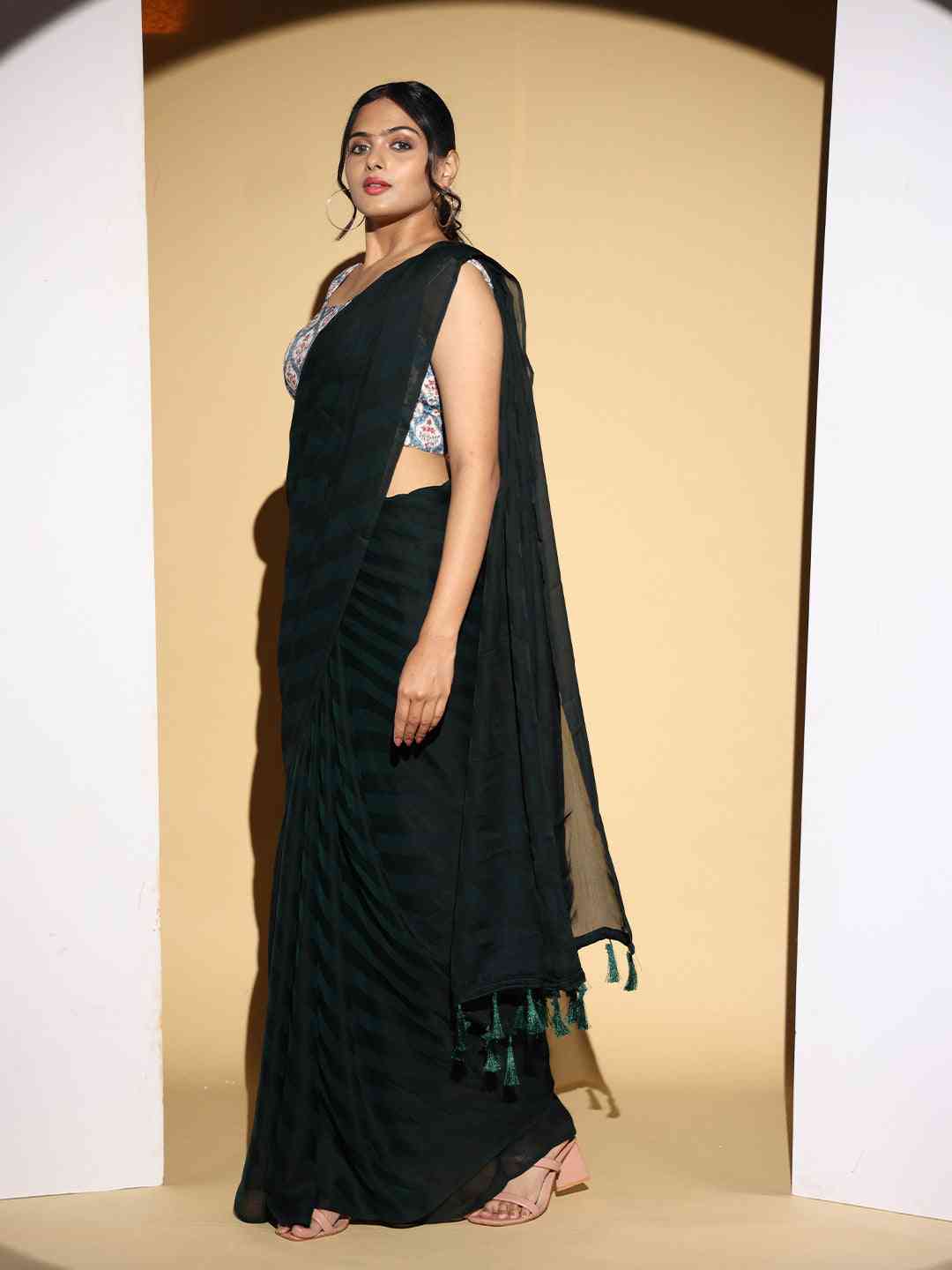 Pure Chiffon Dual Tone Designer Saree