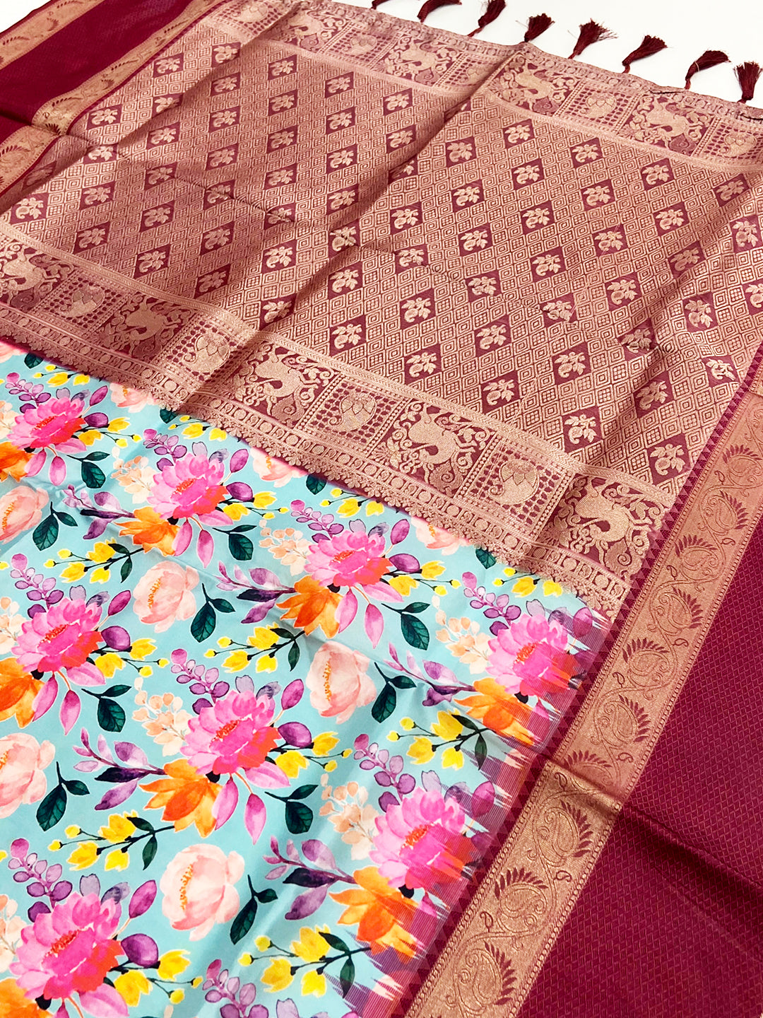 Radiant Sky Blue Soft Silk Saree
