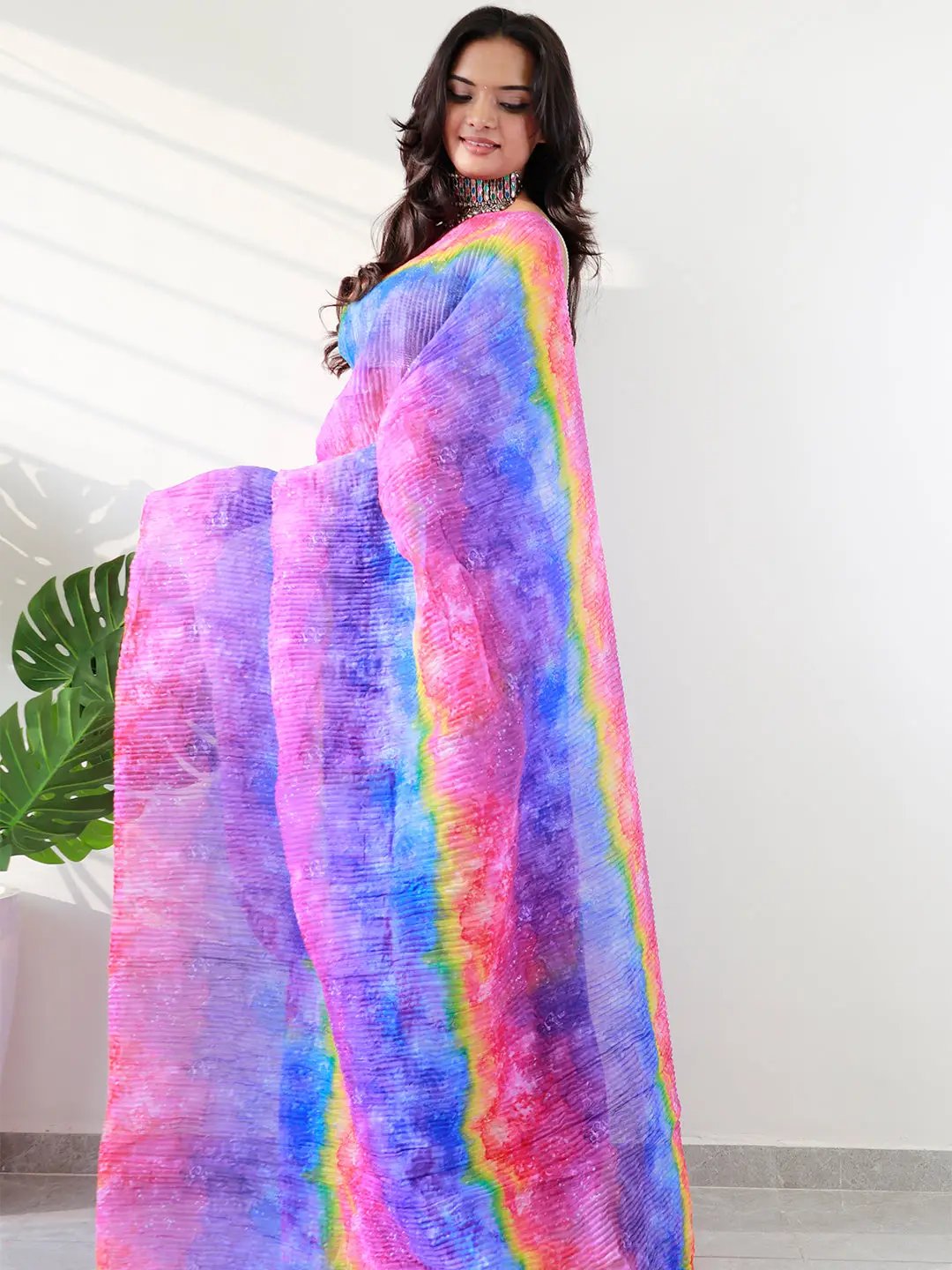 Multy Colored Print Bollywood Saree