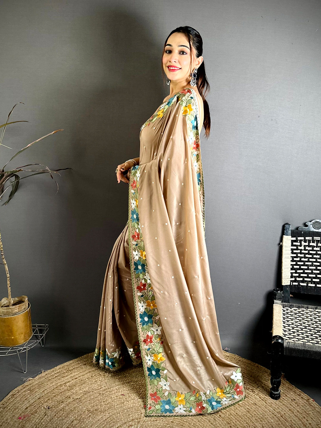 Radiance Floral Embroidered Border Saree