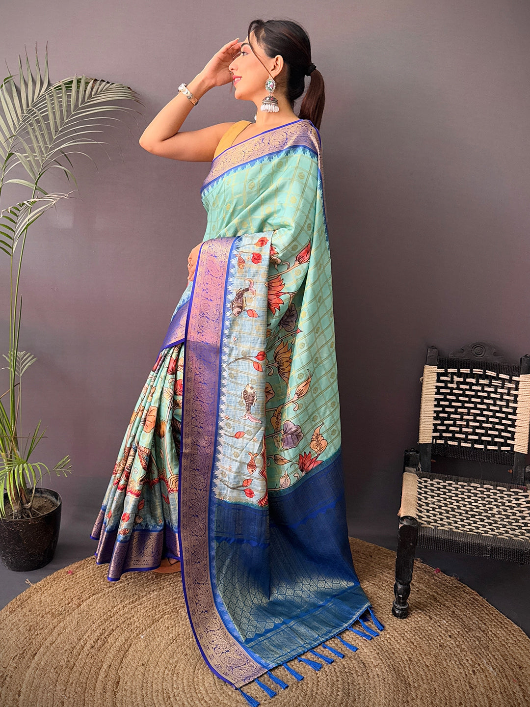 Heritage Banarasi Kovai Rettapet Border Saree