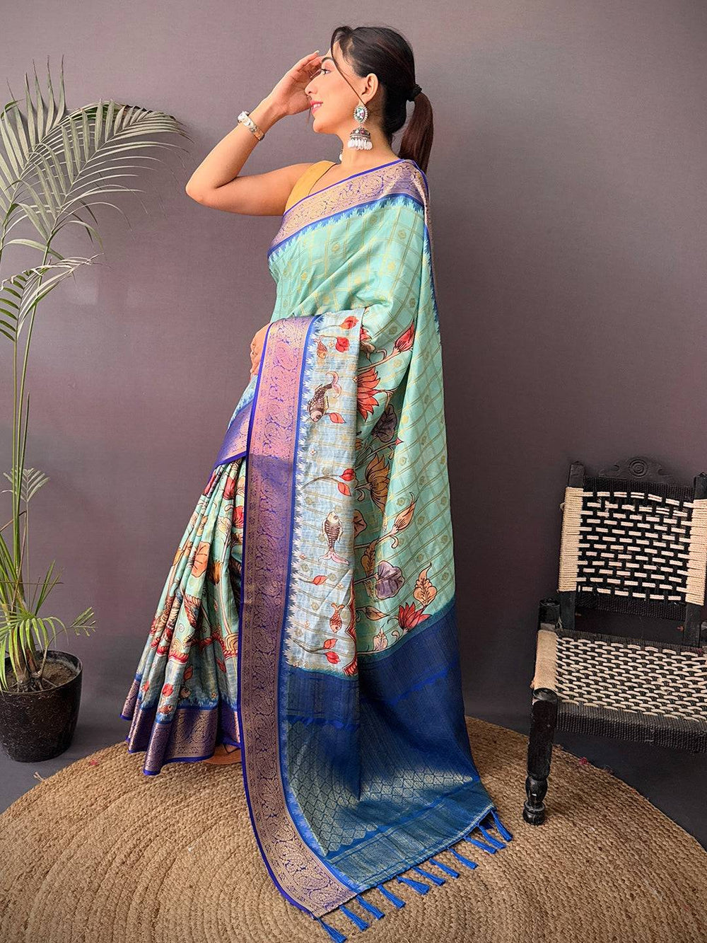 Heritage Banarasi Kovai Rettapet Border Saree