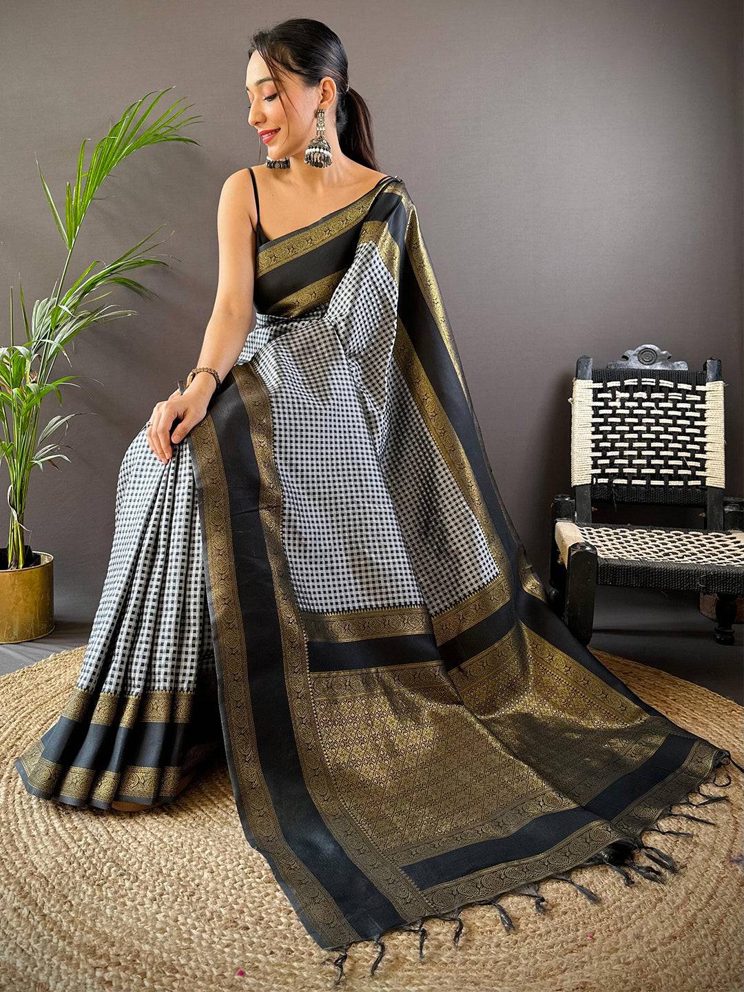 Exclusive Gold Zari Katan Silk Saree