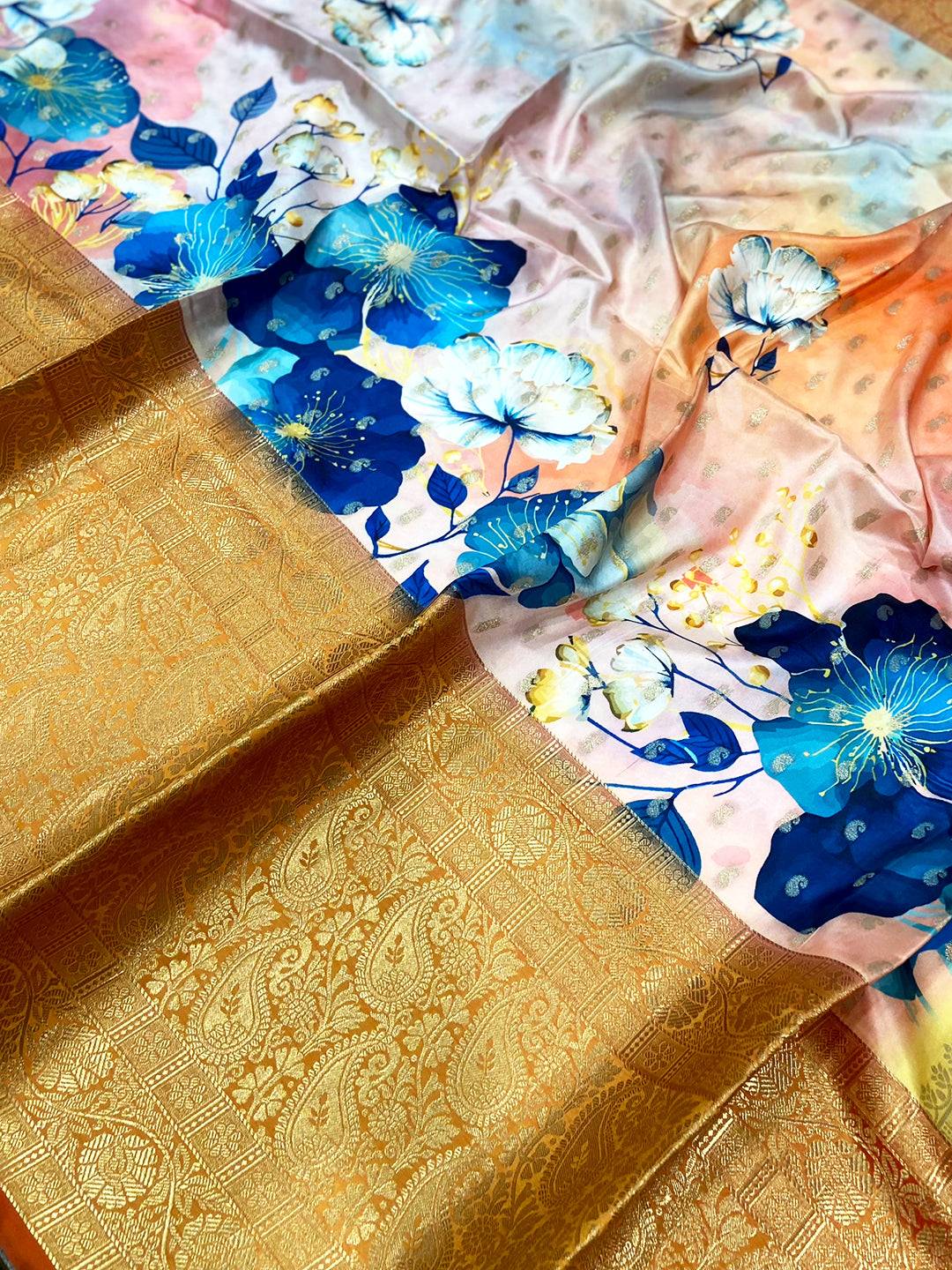 Elegant Banarasi Silk Floral Print Saree