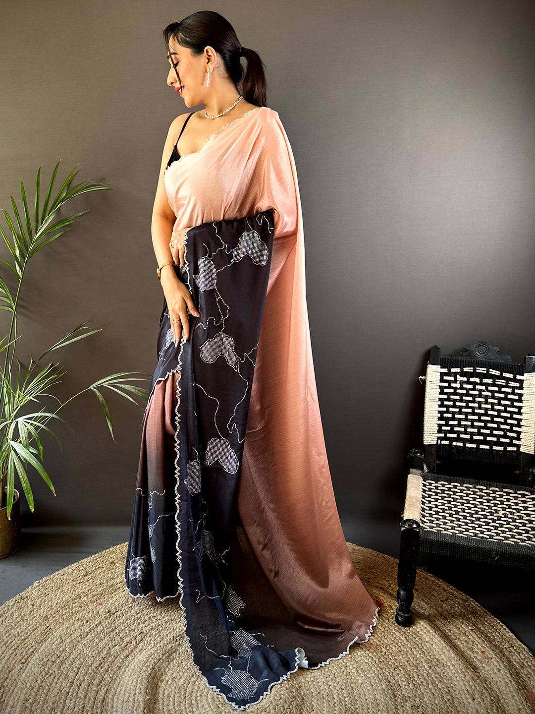Radiant Cutwork Chinnon Saree
