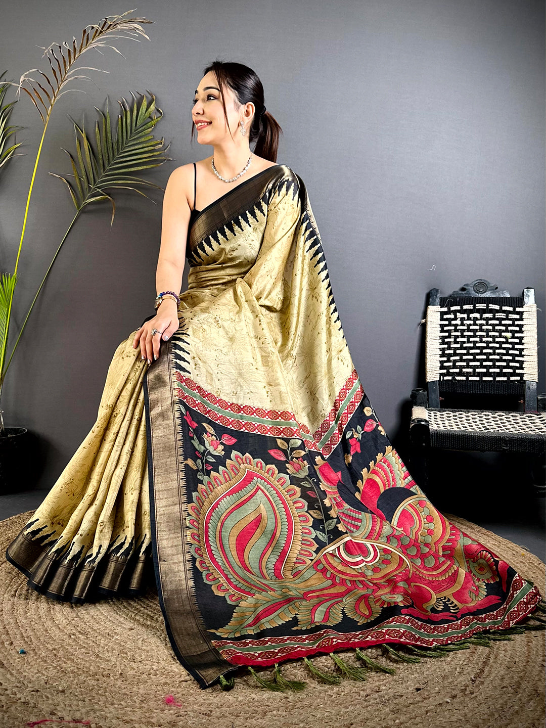 Regal Kalamkari Dola Silk Saree