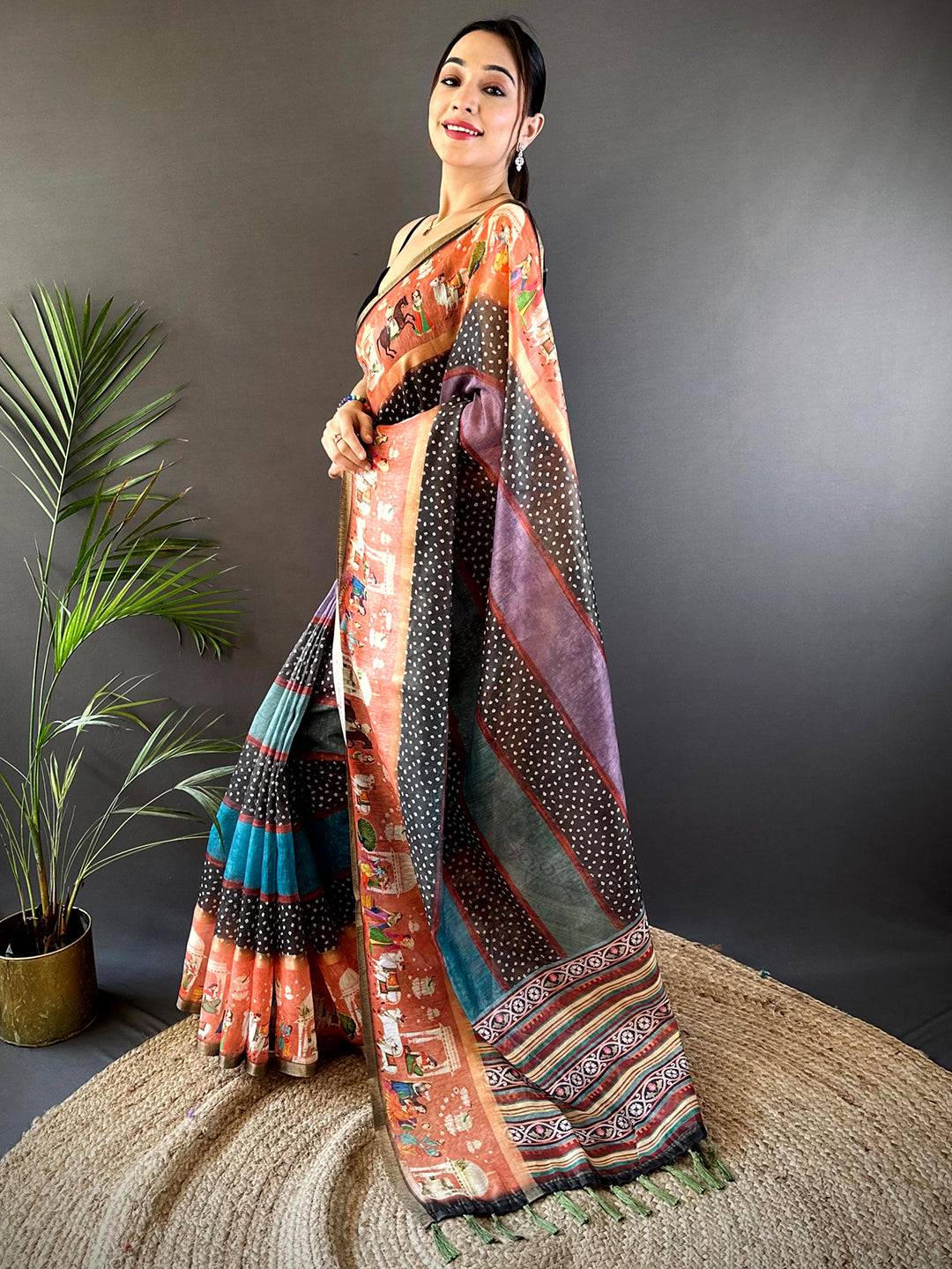 Elegant Soft Chanderi Cotton Bandhej Print Saree