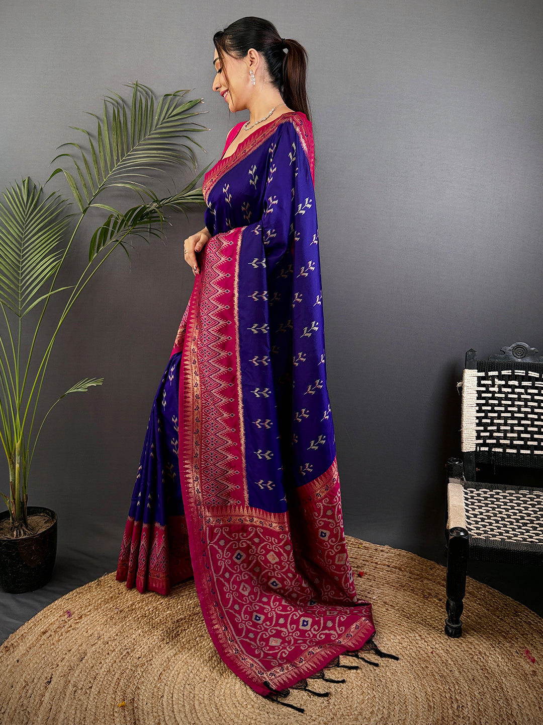 Regal Purple Soft Silk Ikkat Saree