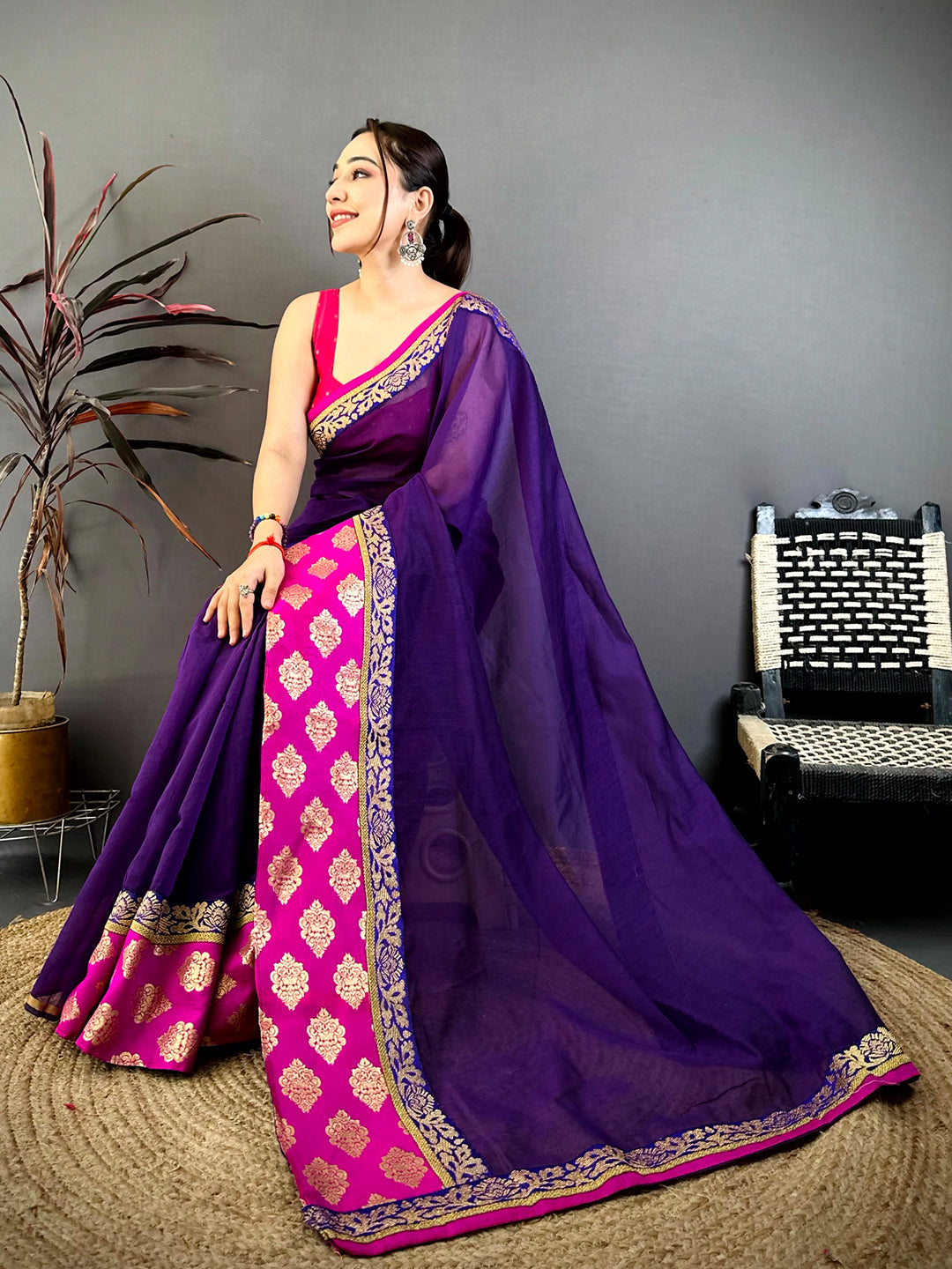 Pure Elegance Chanderi Zari Border Saree