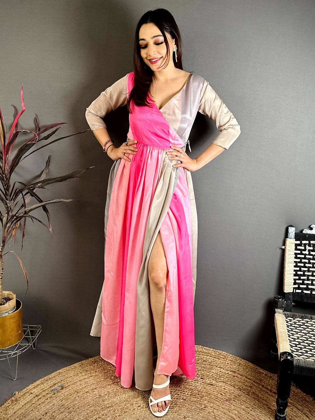 Modern Regal V Neck Dress