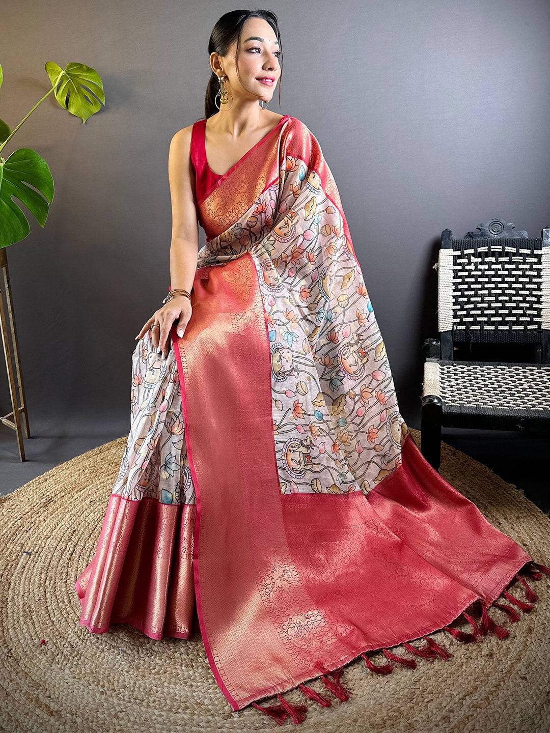 Kalamkari Bloom Kota Doriya Saree