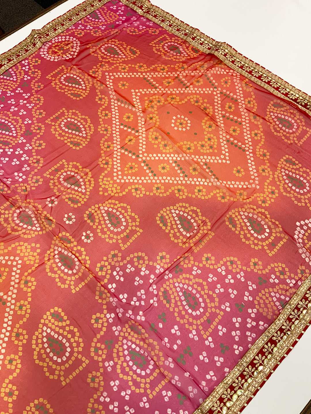 Graceful Chinnon Chiffon Bandhej Saree