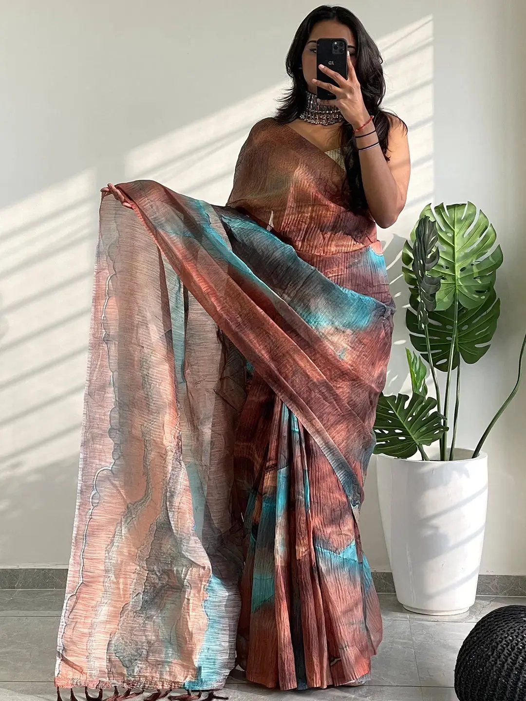 Multy Colored Print Bollywood Design Crash Saree